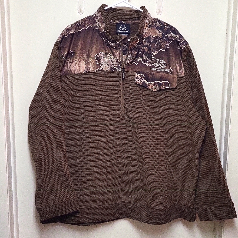 Realtree Brown with Camo Accents 1/4 Zipper Sweatshirt with Pocket